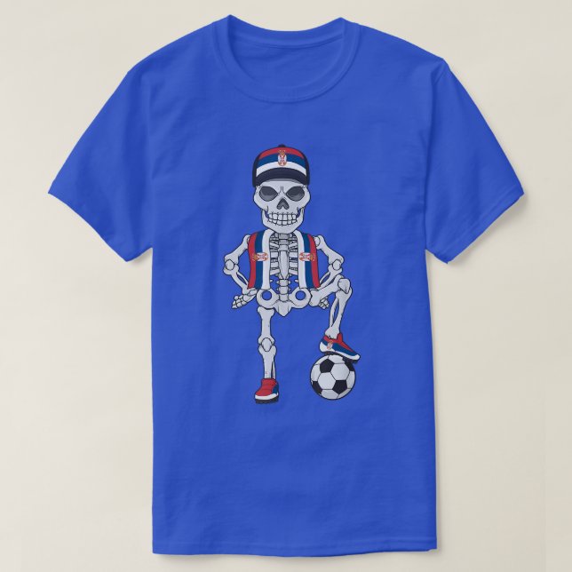 Serbia Football Skeleton Fan Team Gift  T-Shirt (Design Front)