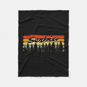 Serbia Forest Sunset Trees Cabin Vacation Souvenir Fleece Blanket