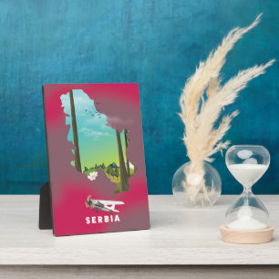Serbia Illustrated map travel poster Plaque