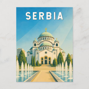 Serbia Illustration Travel Art Vintage Postcard