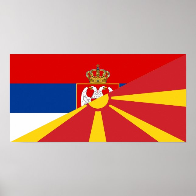 serbia macedonia flag country half symbol poster (Front)