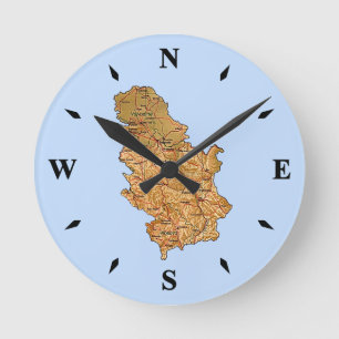 Serbia Map Clock