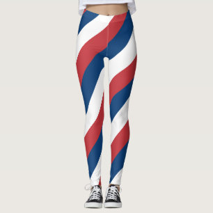 Serbia National Flag Colours Diagonal Striped Leggings