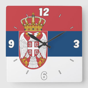 Serbia National Flag Patriotic Square Wall Clock