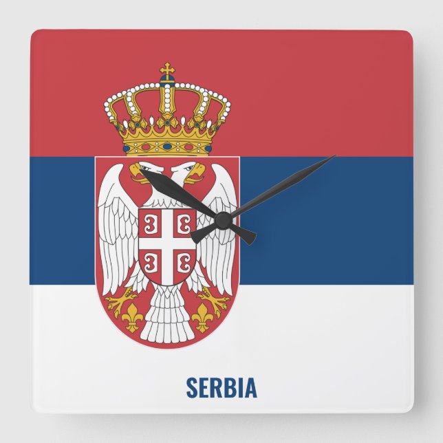 Serbia National Flag Patriotic Square Wall Clock (Front)