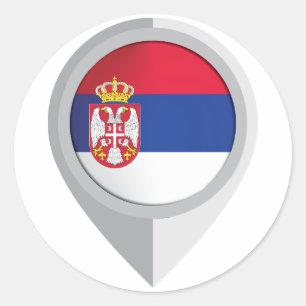 Serbia Pin Location Flag Classic Round Sticker