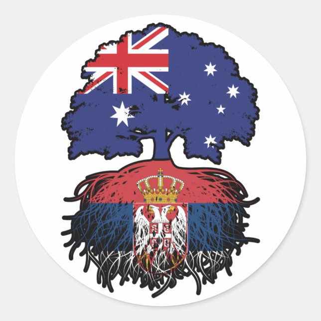 Serbia Serbian Australian Australia Tree Roots Classic Round Sticker (Front)