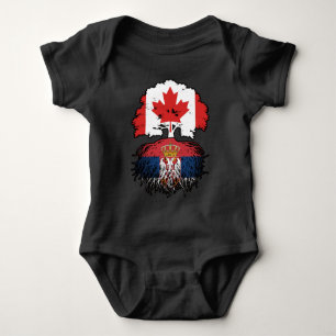 Serbia Serbian Canadian Canada Tree Roots Flag Baby Bodysuit