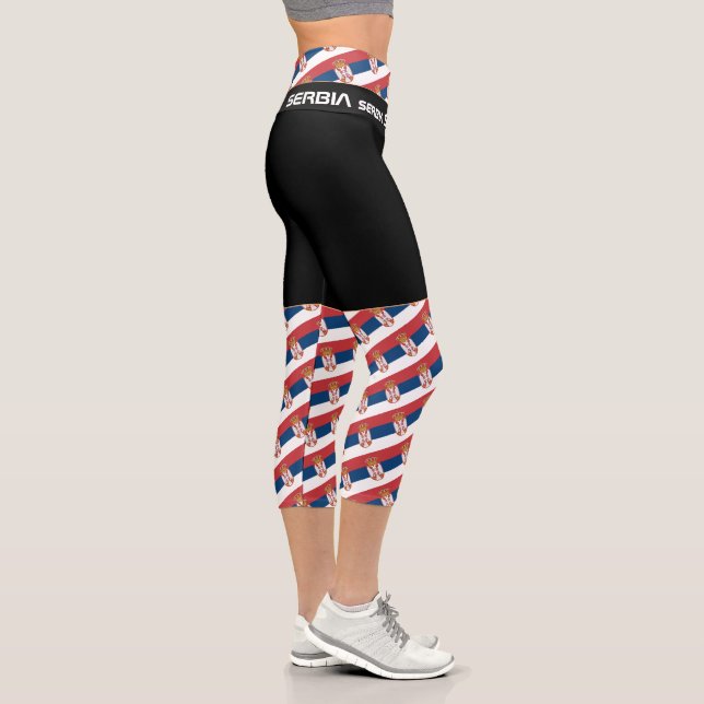 Serbia & Serbian Flag fashion, Fitness Capri Leggings (Right)