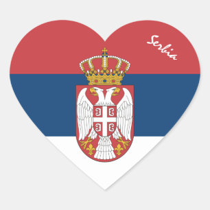 Serbia Sticker, Heart, Patriotic Serbian Flag Heart Sticker
