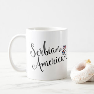 Serbian American Entwined Hearts Coffee Mug