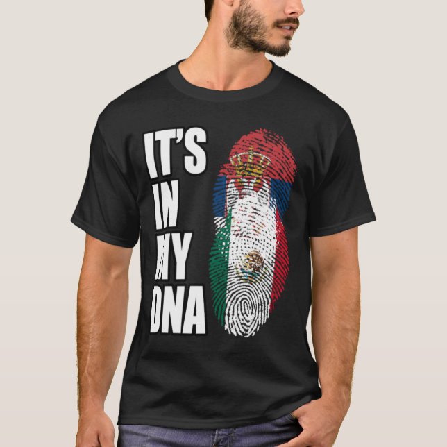 Serbian And Mexican Vintage Heritage DNA Flag T-Shirt (Front)