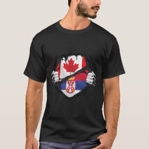 Serbian Canadian Hands Ripped Roots Flag  T-Shirt