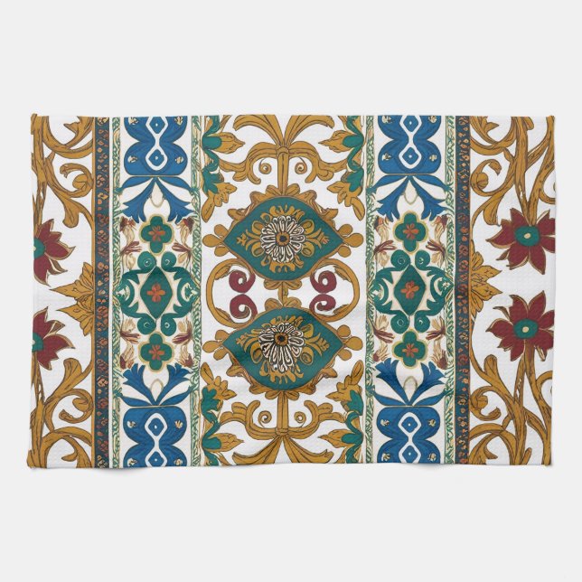 Serbian carpet pattern 5 tea towel (Horizontal)