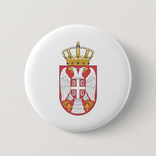 Serbian coat of arms 6 cm round badge (Front)