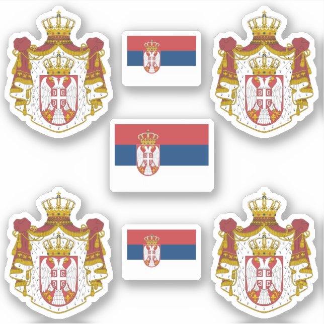 Serbian coat of arms and flag Sticker (Front)
