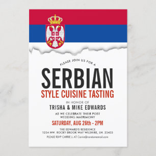 Serbian Cuisine Party Flag White Invite