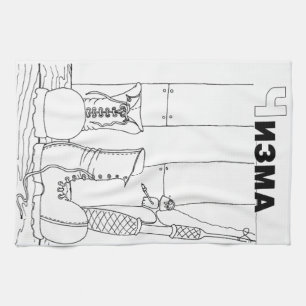serbian cyrillic boots tea towel