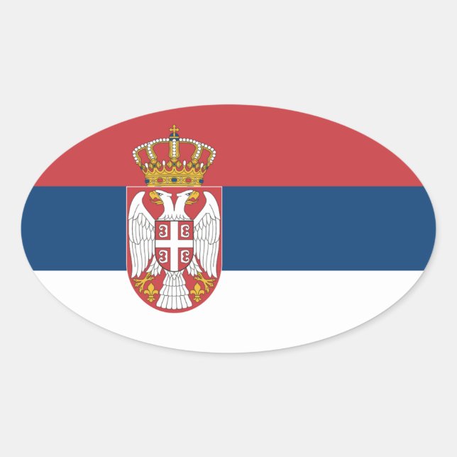 Serbian Flag Oval Sticker (Front)