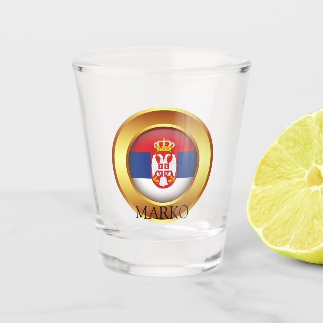 Serbian flag, patriotic shot glass (Front)