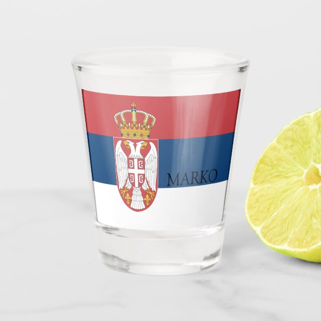 Serbian flag, patriotic shot glass (Front)
