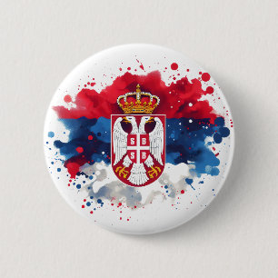 Serbian Flag Serbia 6 Cm Round Badge
