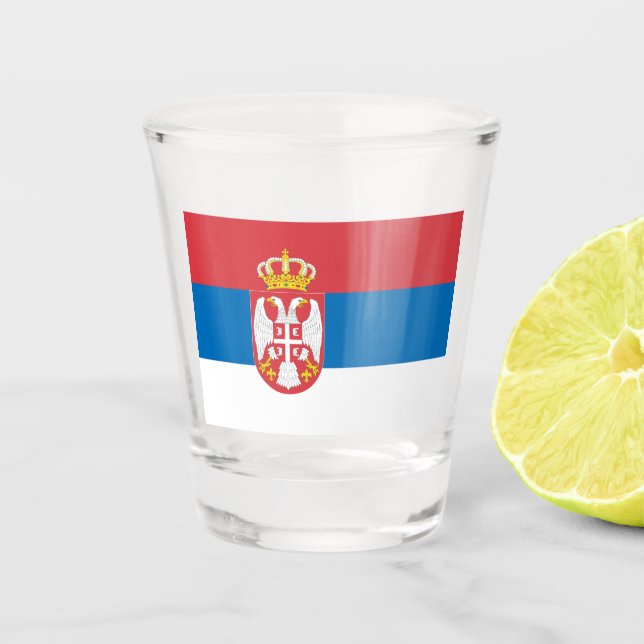 Serbian Flag Shot Glass (Front)