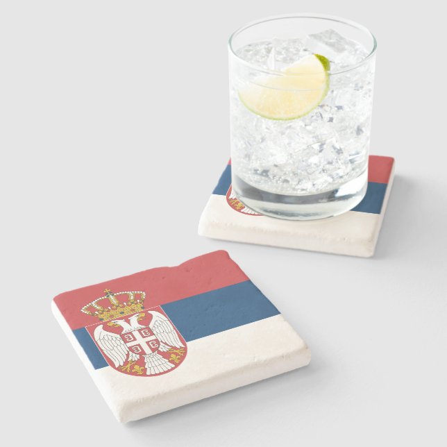Serbian Flag Stone Coaster (Side)