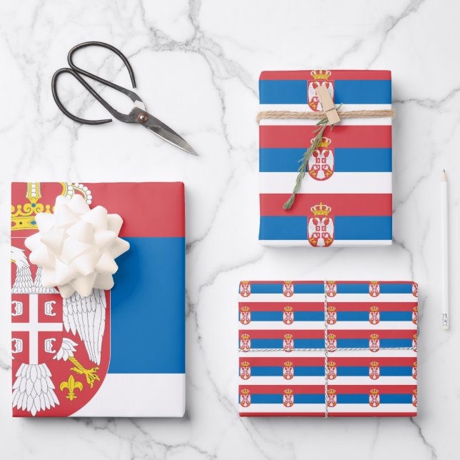 Serbian Flag Wrapping Paper Sheet (Front)