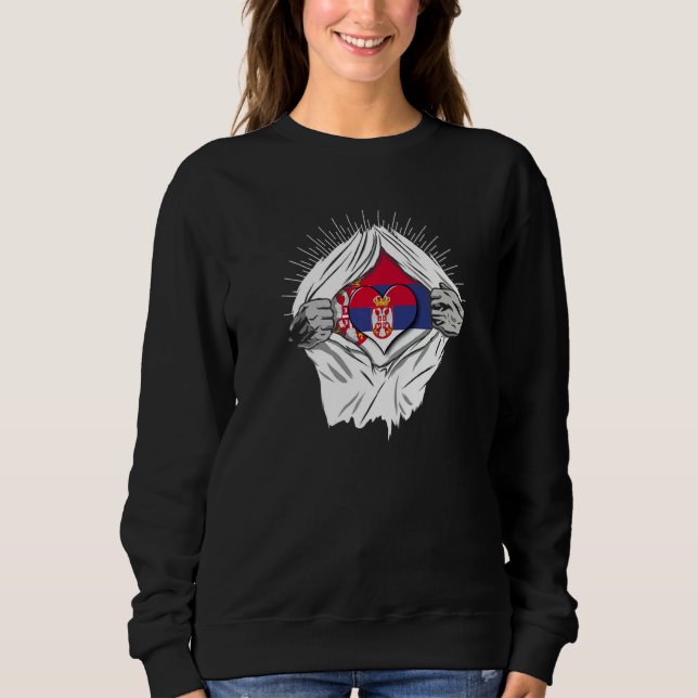 Serbian flags home of Serbia   Sweatshirt (Front)
