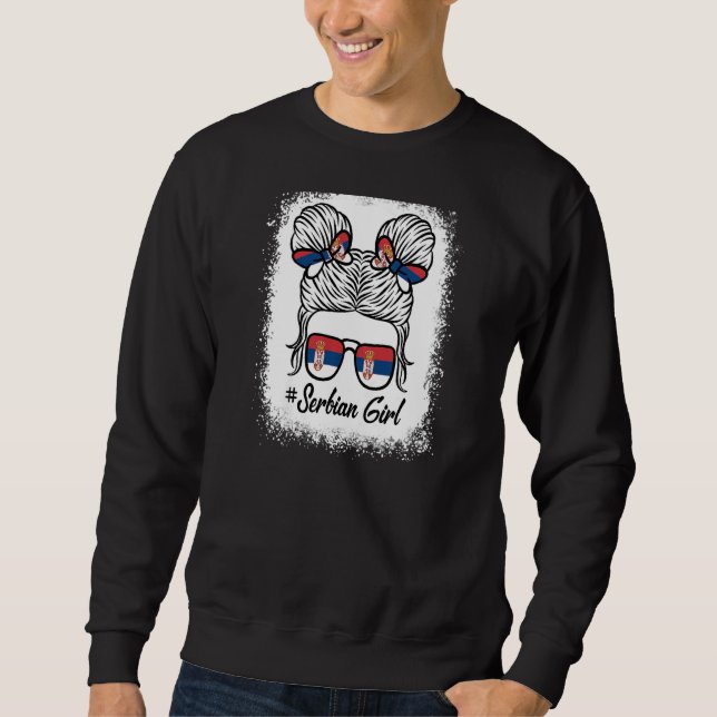 Serbian Girl Flag Serbia Girl Pride Patriotic Wome Sweatshirt (Front)