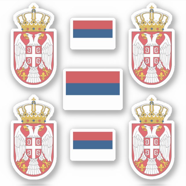 Serbian lesser coat of arms and flag Sticker (Front)