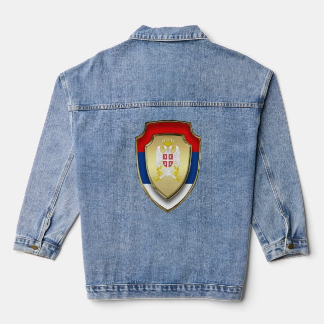 Serbian mediaeval shield Serbia coat of arms 2 Denim Jacket (Back)