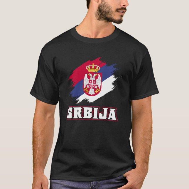 Serbian Roots Srbija Serbs Serbian Serbia Flag T-Shirt (Front)
