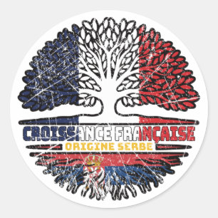 Serbian Serbia French France Tree Roots Flag Classic Round Sticker