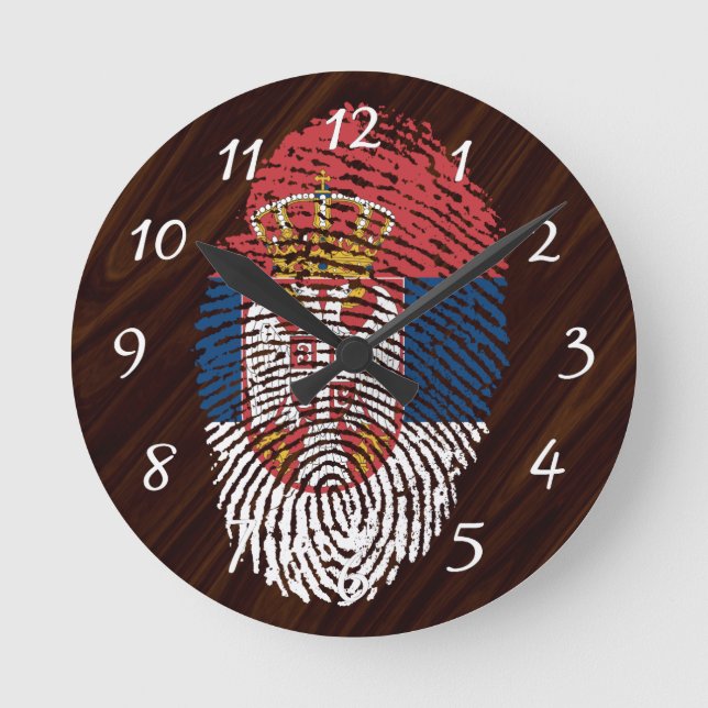 Serbian touch fingerprint flag round clock (Front)