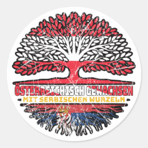 Serbien Serbisch Österreichisch Österreich Baum Classic Round Sticker