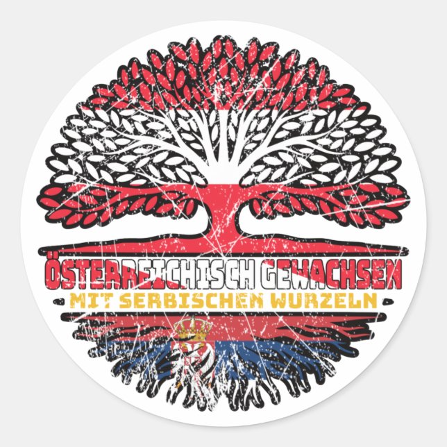 Serbien Serbisch Österreichisch Österreich Baum Classic Round Sticker (Front)