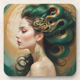 “Serelith” - Curls of Celestial Jade Coaster