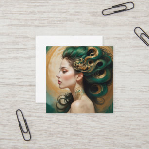 “Serelith” - Curls of Celestial Jade   Square Business Card