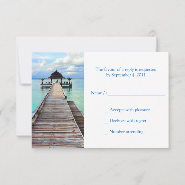 Serenade Jetty Beach Wedding RSVP Card (Front)