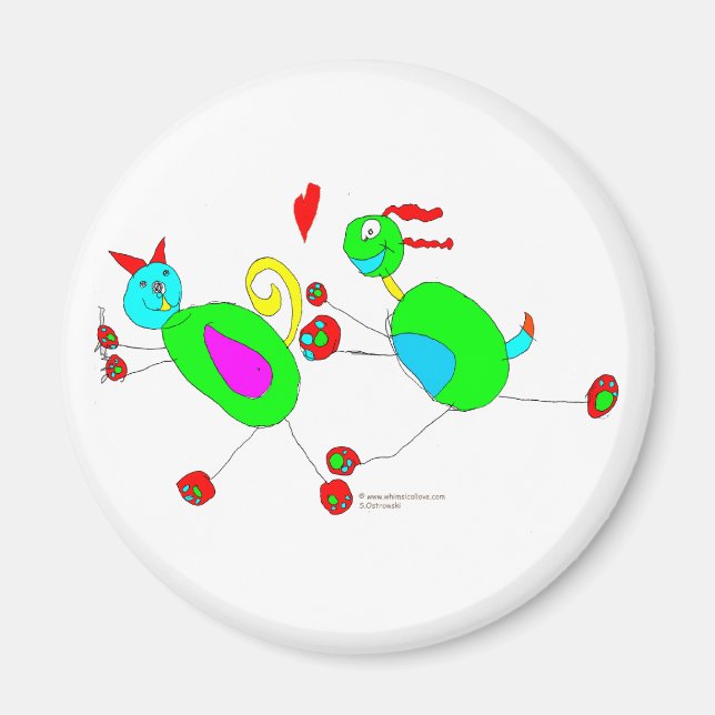 Serena's Cat and Dog Chase Magnet (Front)