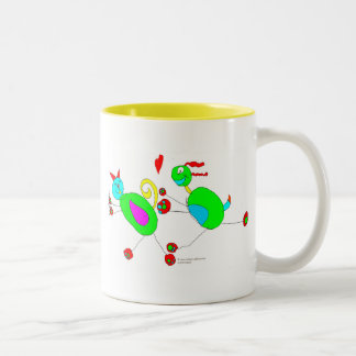 Serena's Cat and Dog Chase Two-Tone Coffee Mug