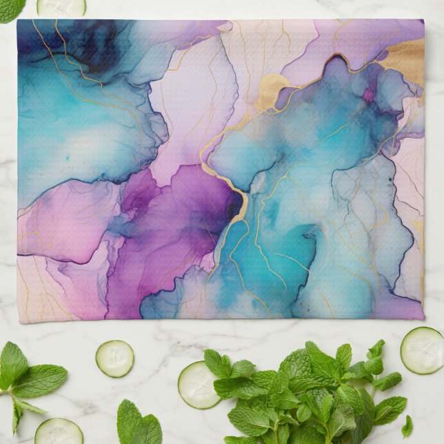 Serendipity Crystal Blue  Tea Towel (Folded)