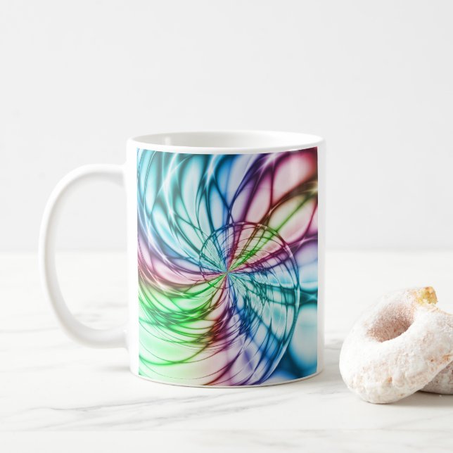 Serendipity | Multicolor Fractal Art Coffee Mug (With Donut)