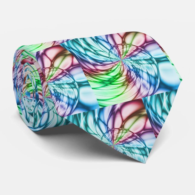 Serendipity | Multicolor Fractal Art Tie (Rolled)
