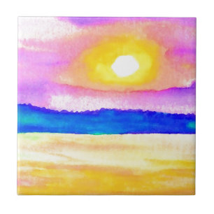 Serendipity Ocean Lake Sunset Art Tile