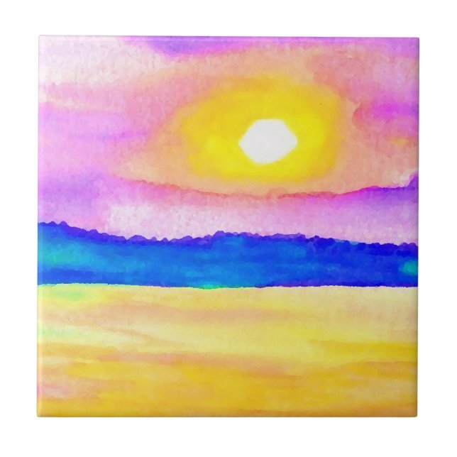 Serendipity Ocean Lake Sunset Art Tile (Front)