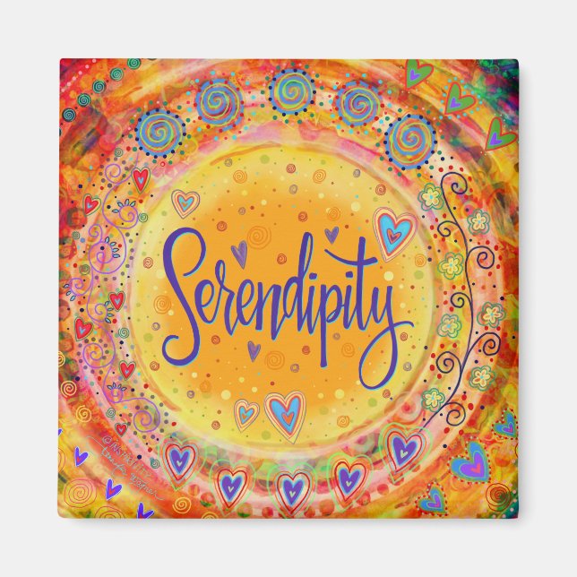 Serendipity Yellow Pretty Fun Floral Inspirivity Magnet (Front)