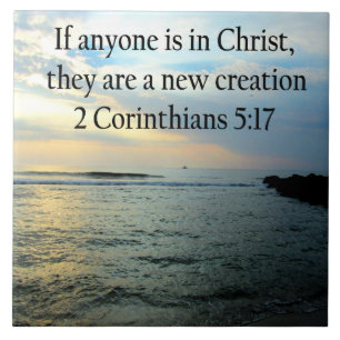 SERENE 3 CORINTHIANS 5:17 OCEAN SCENE PHOTO CERAMIC TILE